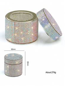 1pc Diamond-Bordered Nail Brush Cleaner Glass Cup With Cover Shiny Rhinestone Glass Manicure Tools - Multicolor - View 15