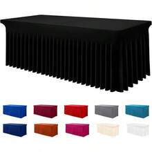Mantel elástico de spandex, mantel ajustado elástico para mesas rectangulares de 6 pies, cubierta de mesa impermeable y lavable para exteriores, bodas, banquetes y fiestas (negro, 72L x 30A x 30H pulgadas) - 72"+x+30"+(Rectangular)+++Negro - Ver 1