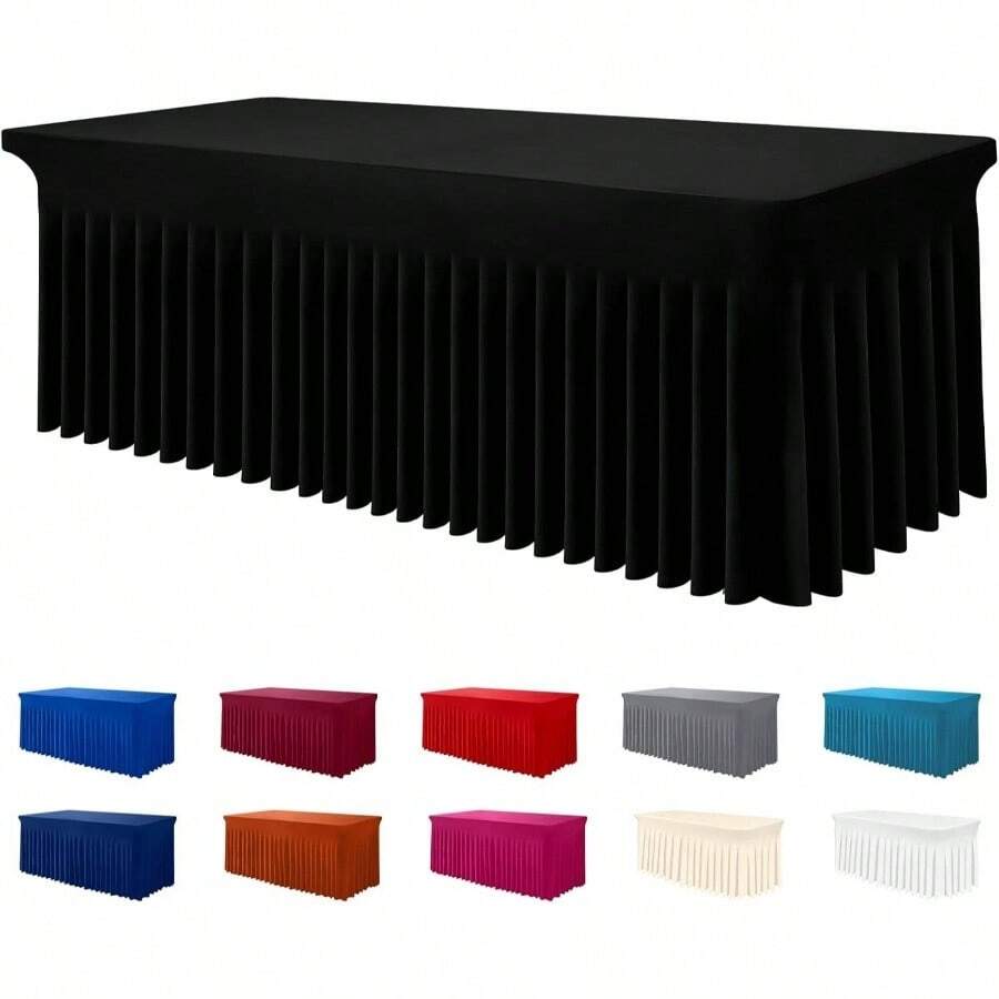 Mantel elástico de spandex, mantel ajustado elástico para mesas rectangulares de 6 pies, cubierta de mesa impermeable y lavable para exteriores, bodas, banquetes y fiestas (negro, 72L x 30A x 30H pulgadas) - 72"+x+30"+(Rectangular)+++Negro - Ver 1