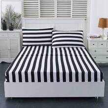 Best Season 4 Piece Bed Sheet Set - Full Size - Soft Microfiber Bedding Sheet Set, Deep Pocket, Stain, Fade & Wrinkle Resistant (Plaid Black & White), Luxury Comfortable - 黑白條紋 - 查看 2