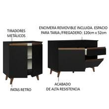 Madesa Kit De 2 Balcones De Cocina con Encimera Reims Negro - Negro - Ver 4