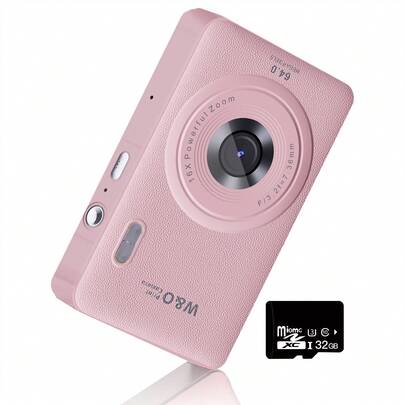 W&O 2025 Cámaras de juguete para niños y niñas, Pantalla de 2,3 pulgadas,cámara de video digital con reproductor de música MP3 y tarjeta SD de 32 GB, ideal como regalo de cumpleaños para niñas y niños de 4, 5, 6, 7, 8, 9 y 10 años.