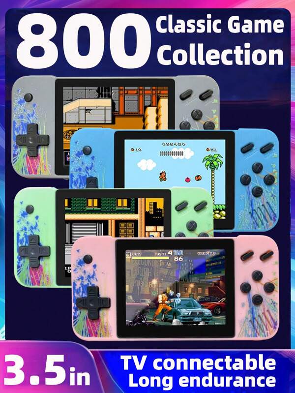 1pc Game Handheld 800 Games Large Screen Handheld Retro Nostalgic Old-Fashioned Game Console Handheld Russian Classic Block Machine 8090s Memories Mini Micro Game Console HD 3.5-Inch Screen Birthday Gift
