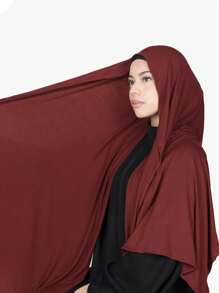 1件装女士经典纯色长披肩，优雅休闲流苏围巾，优质针织莫代尔面料，头巾式头巾，适合日常生活、旅行和聚会等场合。