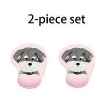 2pcs/1pc Cute Cartoon Mini Thickened Non-Slip Desk Mouse Pad With Gel Wrist Rest, Light Pink Simple Dog Design Computer Mouse Mat