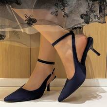Zapatos de tacón alto de punta elegante y con diseño minimalista para uso diario - Azul - Ver 2