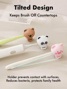 Funda protectora para cepillo de dientes con diseño de animales lindos - Estuche de viaje a prueba de polvo y transpirable, base inclinada para higiene, se ajusta a todos los cepillos de dientes (4 estilos), adecuado para uso diario, viajes, hotel, exterior, decoración del baño del hogar. De vuelta a la escuela.