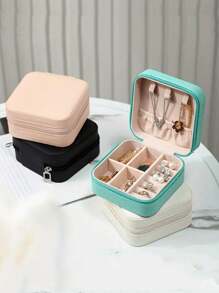 5/1pc Portable Jewelry Box Women Small Jewelry Box Simple Home Jewelry Storage Box Travel Storage Box Exquisite Mini Travel Jewelry Storage Box Zipper Box Earrings Rings Necklace Bracelet Portable Makeup Bag, Cute Makeup Bag Back To School Essentials Unforgettable Holiday Gifts Easter Gifts