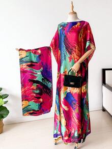 2pcs Faux Silk Peacock Print Shawl Scarf, Various Styles, Women Beach Cover Up, Sun Protection, Satin Scarf, Multifunctional Wear For Dress - Multicolor - View 22
