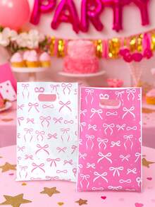 10/25/50个装粉白蝴蝶结礼品袋，蝴蝶结礼品包装袋，手提袋，礼品包装袋，收纳袋，派对回礼袋，一周岁生日派对装饰，生日派对用品，婚礼用品，新娘送礼会回礼，婴儿派对装饰，性别揭晓派对装饰，节日派对用品 - 粉紅白蝴蝶結 - 查看 6