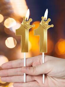 Latest Gold Shell Crown Numbered 0-9 Birthday Anniversary Party Cake Decorative Candles - Gold - View 10
