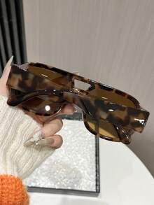 1 副女士红色镜框时尚眼镜，夏季时尚沙滩配饰，休闲风格超大飞行员镜框，适合外出装、返校装 - 彩色 - 查看 4