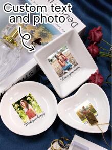 Custom Jewelry Tray With Photos And Text,Personalized Ring Plates,Customized Memorabilia Box,Customizable Picture Travel Jewelry Tray,Wedding Gifts,Birthday Gifts,Ceramic Jewelry Storage,Anniversary,Round/Heart/Square,Living Room,Valentine's Day,Bedroom,Besties,Bride,Friend,Lovers,Husband,Family