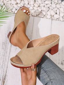 Women's Retro High Heel Sandals, Versatile Platform Slip-On Sandals With Open Toe And Heel. New Summer Casual Wedge Thick Heel Sandals, Suitable For Outdoor Activities, Camping, Beach Vacation, As Well As Parties And Gatherings. - Khaki - View 3