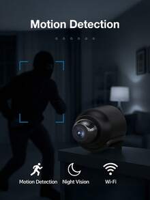 迷你 WiFi 摄像机，带夜视功能，高清 720P 无线摄像机，带运动检测，远程监控 - 黑色 - 查看 5