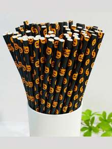 25 unidades Pajitas de Halloween, pajitas de papel desechables creativas para jugo y cócteles con diseños de calabaza, calavera, rayas, ondas y puntos, adecuadas para fiestas, eventos, manualidades, Halloween, cumpleaños y otras ocasiones, decoraciones prácticas, decoración de Halloween con fantasma y calabaza, decoraciones para fiestas - Multicolor - Ver 15