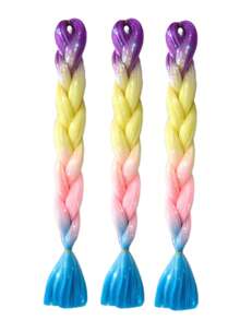 1/3pcs Shiny Sequin Braided Wig, 24 Inch Pre-Stretched Synthetic Metallic Fiber Ombre Hair Extensions, Braid Hair Accessories, Suitable For Women & Girls Attending Music Festivals - Multicolor - View 18