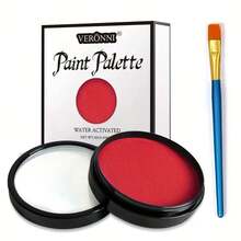 VERONNI 30g Water Activated Face And Body Paint With 1 Brush, Water Soluble Monochrome Face Painting Kit For Stage, Screen, Cosplay, And Halloween Makeup, Available In White, Black, Red, Green, Blue, Purple - 彩色 - 查看 16