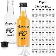 33/3入 0.85oz迷你派對酒瓶，Cheers To 16/21/30/40/50/60/70/80歲生日，附漏斗、生日標籤與瓶蓋，生日主題派對，適用女性男性週年慶祝、男女生日派對慶典、聖誕派對 - 無色 - 查看 17