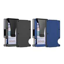 1 Or 2-Pack: RFID Blocking Slim Credit Card Holder Wallet For Men – Minimalist, Scratch-Resistant, With Removable Money Clip | Modern, Durable, Everyday Carry - 黑色和藍色 - 查看 2