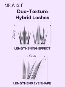 112pcs/Set Innovative Double Lash Stacked Double Magnifying Cooling Thousand Gold Eyes MR.WISH False Eyelashes, Modern Moment Series - Meow Series - Fishing Series Oblique Fly Style - B - View 5