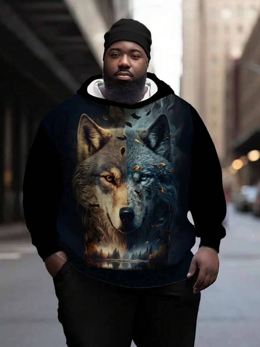 Áo nỉ dài tay in hình chó phối màu dành cho nam cỡ lớn, áo nỉ chui đầu thoải mái cho hoạt động ngoài trời và mặc hàng ngày. Áo nỉ nam cỡ lớn in hình chó, áo nỉ chui đầu thoải mái cho hoạt động ngoài trời và mặc hàng ngày, mùa thu/đông. - Nhiều màu - Xem 1