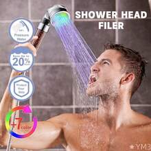 1pc LED Filtered Shower Head, LED Glowing Shower Filter, Negative Ion Water Filter Shower, Can Filter Impurities In Water, RGB Lights Automatically Adjust According To Water Temperature, Water-Saving And Energy-Efficient Shower, Suitable For All Skin Types, Bathroom Accessory. - Multicolor - View 5
