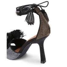 Women's Suede Pom Pom Ankle Tie Sandals - Than - Xem 3
