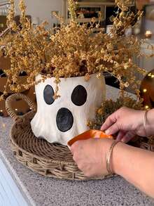 1 buah Pot Tanaman Hantu untuk Dekorasi Halloween, Vas Hantu Menyeramkan, Dudukan Pajangan untuk Dekorasi Rumah Dalam & Luar Ruangan - Putih - View 2
