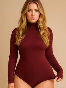 Body Plus Size Bori Leotard Long Sleeve Suplex Large Size G1 G2 G3 - Màu Đỏ Sâu - Xem 2