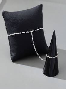 1 Pc Minimalist Beaded Chain Linked Finger Ring