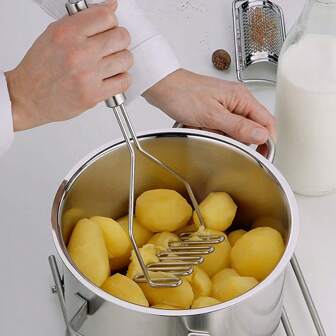 1pc 304 Stainless Steel Wavy Potato Masher, Heavy-Duty Potato Smasher - Anti-Rust Ergonomic Handle For Smooth Lump-Free Mash, Easy Clean For 2025 Christmas Meal Prep/Home, Ideal For Home Cooks & New Moms