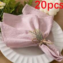 20 片粉色布餐巾，具有柔软的皱纹纹理，纯色方形布餐巾适合圣诞节、婚礼、感恩节、派对装饰，有多种颜色可供选择 - 彩色 - 查看 14