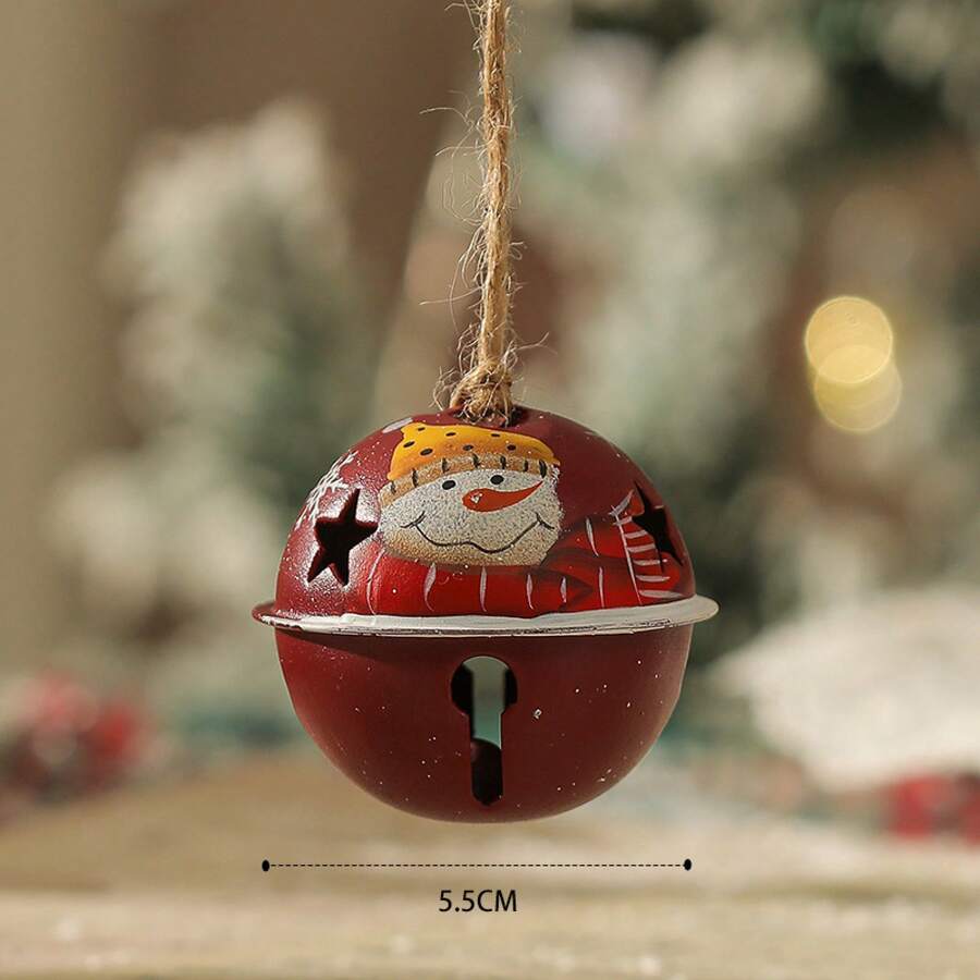 1PCS Vintage Iron Art Pendant Snowman Santa Claus Bell Christmas Tree Decoration