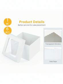 Hộp đựng bánh kiểu dáng Ins 6 CÁI/1 gói có cửa sổ sóng trong suốt, hộp trưng bày món tráng miệng bằng bìa cứng chắc chắn, 3 kích cỡ: 8"/10"/12" dùng cho bàn tráng miệng tiệc Giáng sinh, bao bì quà tặng ngày lễ, bánh nướng nhỏ Giáng sinh, nhà bánh gừng, bánh khúc cây Yule, khay đựng bánh quy lễ hội, đồ ăn cưới mùa đông, đồ ngọt ngày lễ tình nhân, tiệc sinh nhật & làm bánh tại nhà - Vật dụng trưng bày bánh cao cấp - Nhiều màu - Xem 8