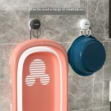 1件装吸盘水槽挂钩浴室面盆收纳架马桶置物架免钻孔家用挂盆 - 彩色 - 查看 3