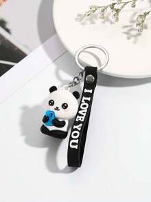 Cute 1pc Black Heart Shaped Waving Bear Design Pvc Keychain Valentine's Day Valentines Souvenir School Car Accessories Goth Y2k Christmas Gift Ideas Bag Accessories Lanyards With Id Holder Car Accessories Bag Charms