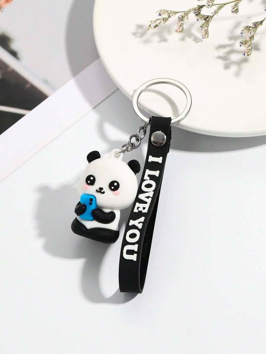 Cute 1pc Black Heart Shaped Waving Bear Design Pvc Keychain Valentine's Day Valentines Souvenir School Car Accessories Goth Y2k Christmas Gift Ideas Bag Accessories Lanyards With Id Holder Car Accessories Bag Charms