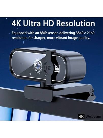 4K/2K/1080P USB Webcam Auto Focus, Privacy Cover, Plug Play Camera PC/Laptop, Zoom, Streaming, Remote Work view 2