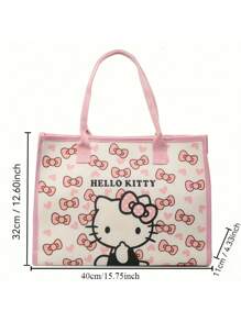 Sanrio 1 حقيبة كتف واسعة مزودة بسحاب من Hello Kitty من سانريو - حقيبة كتف قماشية مقاومة للاستخدام اليومي والتسوق، حقيبة كتف Hello Kitty من سانريو للنساء، حقيبة كتف واسعة مزودة بسحاب وأقسام للعمل، (قد تكون بعض الأجزاء عشوائية)، ضروريات العطلات، خريف، ، هالوين، عيد الميلاد، كرنفال، اليوم الوطني، خريف، عيد الاستقلال