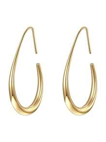 Elegant Stainless Steel Hollow Water Drop Design Hoop Earrings, Suitable For Women Casual Wear