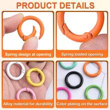 7 pezzi Anelli a molla rotondi da 24 mm, moschettoni metallici colorati, fibbie a scatto per fai da te, accessori per borse, portachiavi, borse a mano, portachiavi, accessori per auto, accessori goth carini per Ognissanti, idee regalo per la Festa dell'Insegnante, accessori per borse, cordini con porta badge, accessori per auto, ciondoli per borse - Tagli Unica - Visualizzare 3