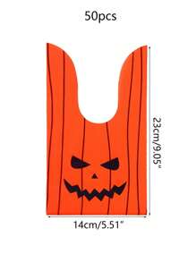 50 Stücke Halloween Süßigkeitentüten mit Kürbis- und Fledermaus-Motiv, Keks-Geschenktüten für Trick or Treat Partys, Halloween Party Dekoration Zubehör