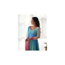 Blue Tone Multicolour Georgette Anarkali Salwar Suit UK Next Day - Multicolor - View 4