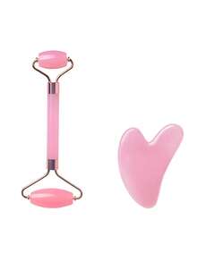 2-częściowy różowy zestaw narzędzi do masażu twarzy, wałek do masażu i płytka do skrobania, do stylizacji ciała i pleców, losowo, uroda, produkty do pielęgnacji skóry, spa, pielęgnacja ciała, narzędzia do pielęgnacji skóry, pielęgnacja twarzy, akcesoria kosmetyczne, masaż, narzędzie do masażu twarzy, wałek do masażu twarzy