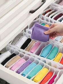 5pcs Foldable Clothes Drawer Organizers, For Baby Diapers, Bibs, Socks And Handkerchief Storage, Compartment Storage Box, 11 Grids + 7 Grids - Multicolor - View 1