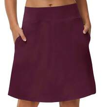 Woman Skorts Skirts With Multi Pockets High Waisted Golf Tennis Skirts Knee Length Long Skort For Women Drawstring Dressy Casual Summer Skirts - 紅色 - 查看 1
