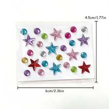 Mini Colorful Diamond Stickers DIY Accessories, Czech Acrylic Diamond Stickers With Tiny Hearts & Stars, Sparkling Jewel Stickers For Nails, Phone Cases, Gift Boxes, Handmade Crafts, DIY Jewelry Making Materials,School Supplies,Back To School