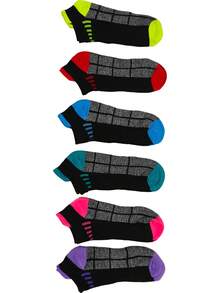 6 đôi tất thể thao nén dành cho nữ, tất cổ thấp dày dặn thoáng khí, thích hợp cho chạy bộ, đạp xe, leo núi. Bảo vệ thể thao khỏi chấn thương, tất chống trơn trượt. - Nhiều màu - Xem 4