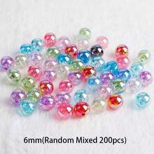 1 Box 6mm(1200pcs) 8mm(480pcs) Transparent AB Acrylic Round Beads, 24 Random Colors Assorted Plastic Bubble Gum Beads With Hole Loose Spacer Beads Bulk For Bracelets Necklace Jewelry Making DIY Crafts - Multicolor - View 9